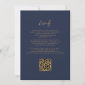Verbrand Sinaasappel Agaat Navy Blue QR Code Weddi Kaart (Achterkant)