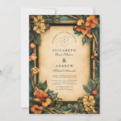 Verbrand Sinaasappel Art Nouveau bruiloft Kaart (Voorkant)