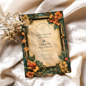 Verbrand Sinaasappel Art Nouveau bruiloft Kaart