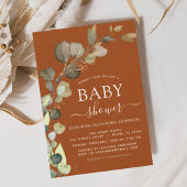 Verbrand Sinaasappel Baby shower groen Eucalyptus Kaart