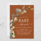 Verbrand Sinaasappel Baby shower groen Eucalyptus Kaart (Voorkant)