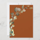 Verbrand Sinaasappel Baby shower groen Eucalyptus Kaart (Achterkant)