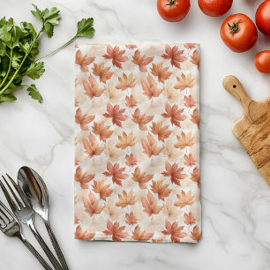 Verbrand Sinaasappel Beige Waterverf Fall Leaves P Theedoek