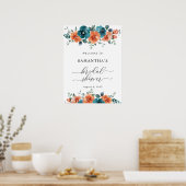 Verbrand Sinaasappel Blauwgroen Blauw Vrijgezellen Poster (Keuken)