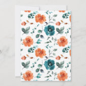 Verbrand Sinaasappel Blauwgroen Bloemen Rustiek Vr Kaart (Achterkant)