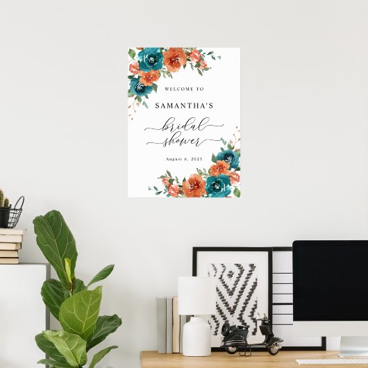 Verbrand Sinaasappel Blauwgroen Vrijgezellenfeest  Poster (Thuiskantoor)