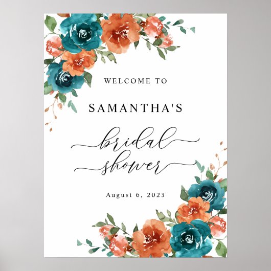 Verbrand Sinaasappel Blauwgroen Vrijgezellenfeest  Poster (Voorkant)