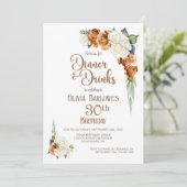 Verbrand Sinaasappel Bloemen 30e verjaardag Dinner Kaart (Staand voorkant)