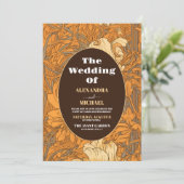 Verbrand Sinaasappel Bloemen Art Nouveau Bruiloft Kaart (Staand voorkant)