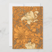Verbrand Sinaasappel Bloemen Art Nouveau Bruiloft Kaart (Achterkant)