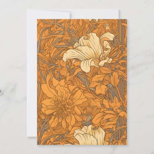Verbrand Sinaasappel Bloemen Art Nouveau Bruiloft Kaart (Achterkant)