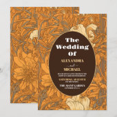 Verbrand Sinaasappel Bloemen Art Nouveau Bruiloft Kaart (Voorkant / Achterkant)