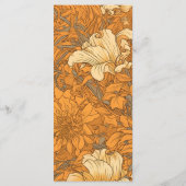 Verbrand Sinaasappel Bloemen Art Nouveau Bruiloft Menu (Achterkant)