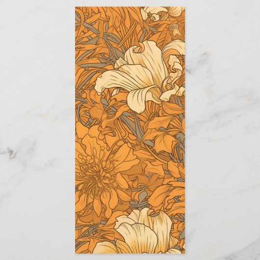 Verbrand Sinaasappel Bloemen Art Nouveau Bruiloft Menu (Achterkant)