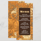 Verbrand Sinaasappel Bloemen Art Nouveau Bruiloft Menu (Voorkant / Achterkant)