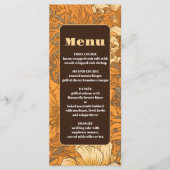 Verbrand Sinaasappel Bloemen Art Nouveau Bruiloft Menu (Voorkant)