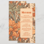 Verbrand Sinaasappel Bloemen Art Nouveau Bruiloft Menu (Voorkant / Achterkant)