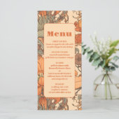 Verbrand Sinaasappel Bloemen Art Nouveau Bruiloft Menu (Staand voorkant)