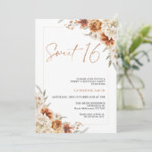 Verbrand Sinaasappel Bloemen Boho Sweet 16 Verjaar Kaart (Staand voorkant)