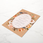  verbrand Sinaasappel Bloemen Foliage Wedding Folie Uitnodiging (Gedraaid)