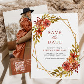 Verbrand Sinaasappel Bloemen Goud Lijst Fall Trouw Save The Date
