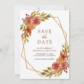 Verbrand Sinaasappel Bloemen Goud Lijst Fall Trouw Save The Date (Voorkant)
