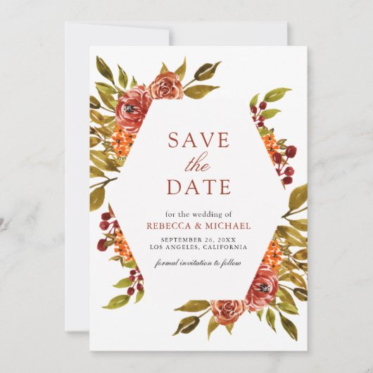Verbrand Sinaasappel Bloemen Herfst Herfst Herfst  Save The Date (Voorkant)