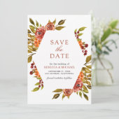 Verbrand Sinaasappel Bloemen Herfst Herfst Herfst  Save The Date (Staand voorkant)