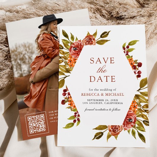 Verbrand Sinaasappel Bloemen Herfst Herfst Herfst Save The Date