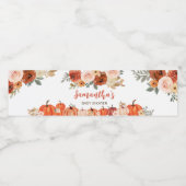 Verbrand Sinaasappel Bloemen Pompoen Baby shower Waterfles Etiket (Enkel label)