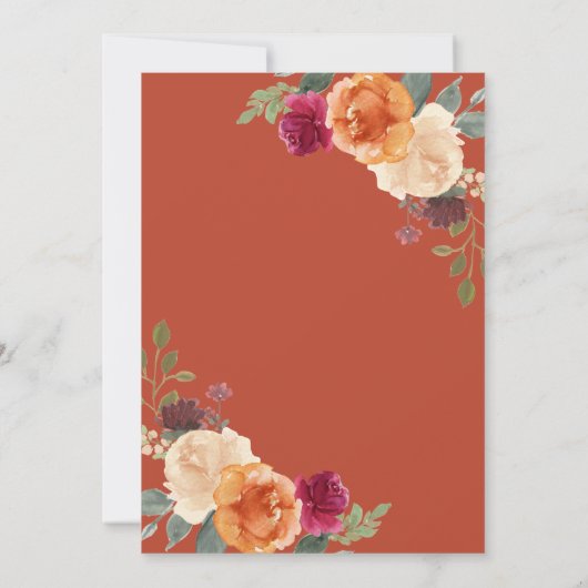 Verbrand Sinaasappel Bloemen Pompoen bruiloft Save The Date (Achterkant)