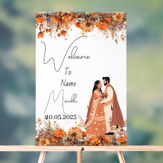 Verbrand sinaasappel bloemenacryl Mendhi teken Acryl Bord (Neutraal)