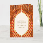 Verbrand Sinaasappel Bloemengordijn Indische Hindo (Voorkant)