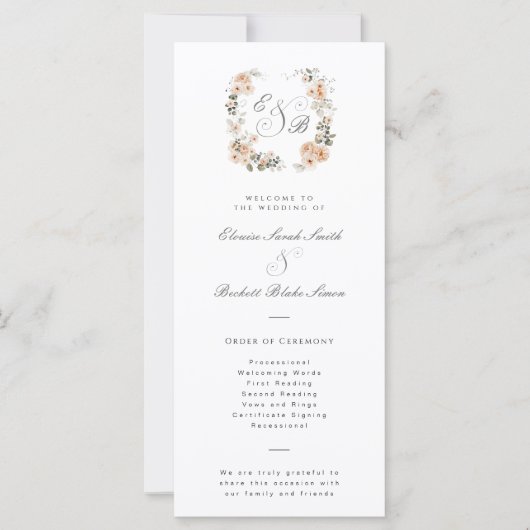 Verbrand Sinaasappel Bloementuin Trouwprogramma Ka (Voorkant)