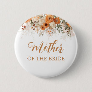 Verbrand Sinaasappel Boho Herfst Bloemenmoeder van Ronde Button 5,7 Cm