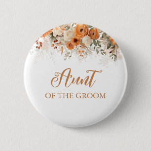 Verbrand Sinaasappel Boho Herfst Bloementante van Ronde Button 5,7 Cm