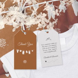 Verbrand Sinaasappel Boho Minimalistisch Baby show Cadeaulabel