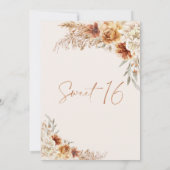 Verbrand Sinaasappel Boho Pampas Grass 16e verjaar Kaart (Achterkant)