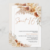 Verbrand Sinaasappel Boho Pampas Grass 16e verjaar Kaart (Voorkant / Achterkant)