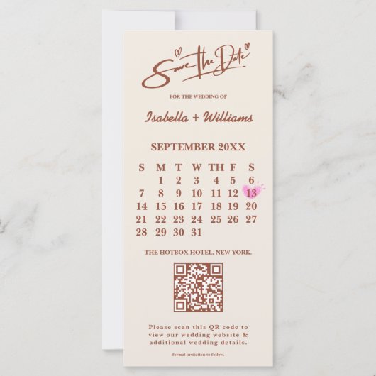 Verbrand Sinaasappel Boho Terracotta bruiloft Save (Voorkant)