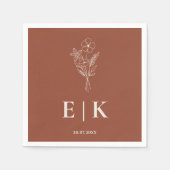 Verbrand Sinaasappel Boho Terracotta Wildflower We Servet (Voorkant)