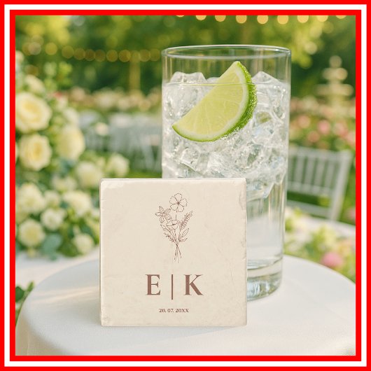 Verbrand Sinaasappel Boho Terracotta Wildflower We Stenen Onderzetter