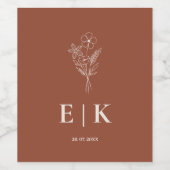 Verbrand Sinaasappel Boho Terracotta Wildflower We Wijn Etiket (Enkel label)