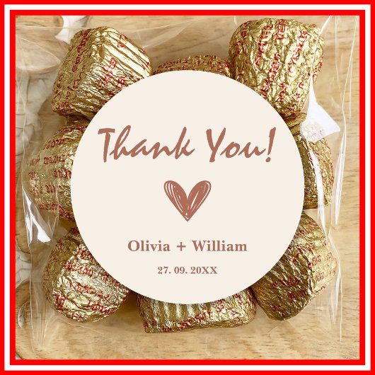 Verbrand Sinaasappel Boho Wedding Favorieten Hart  Ronde Sticker