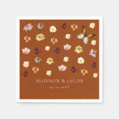 Verbrand Sinaasappel Boho Wildflower Wedding Servet (Voorkant)