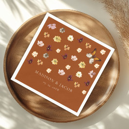 Verbrand Sinaasappel Boho Wildflower Wedding Servet
