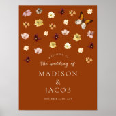 Verbrand Sinaasappel Boho Wildflower Wedding Welko Poster (Voorkant)