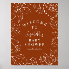 Verbrand Sinaasappel Botanische Bloemen Baby showe Poster