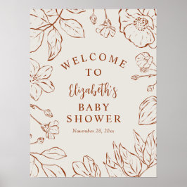 Verbrand Sinaasappel Botanische Bloemen Baby showe Poster
