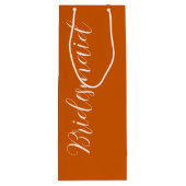 Verbrand Sinaasappel Bruidsmeisje gestileerd scrip Wijn Cadeautas (Achterkant)